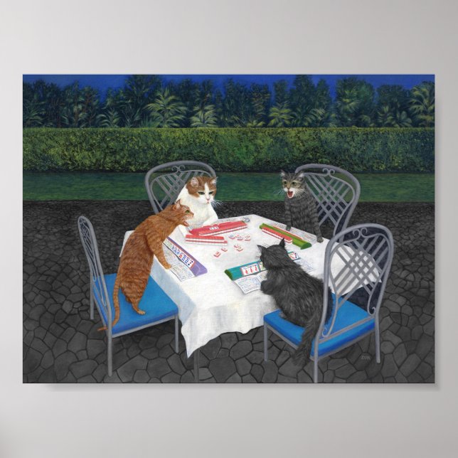 Cats Spela Mahjong Poster (Framsidan)