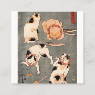 Cats Spelande Utagawa Kuniyoshi Fyrkantigt Visitkort