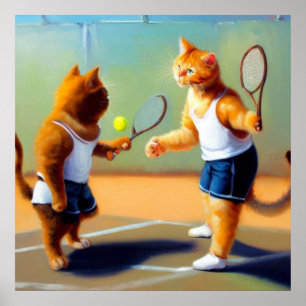 Cats Spelar Tennis Poster
