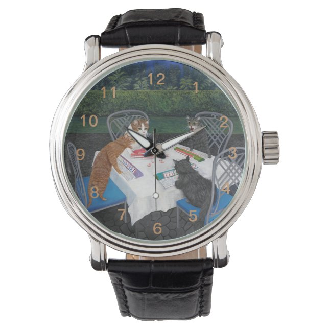 Cats Spelning Mahjong Armbandsur (Framsida)