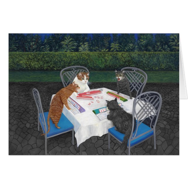 Cats Spelning Mahjong Hälsningskort (Framsidan Horizontal)