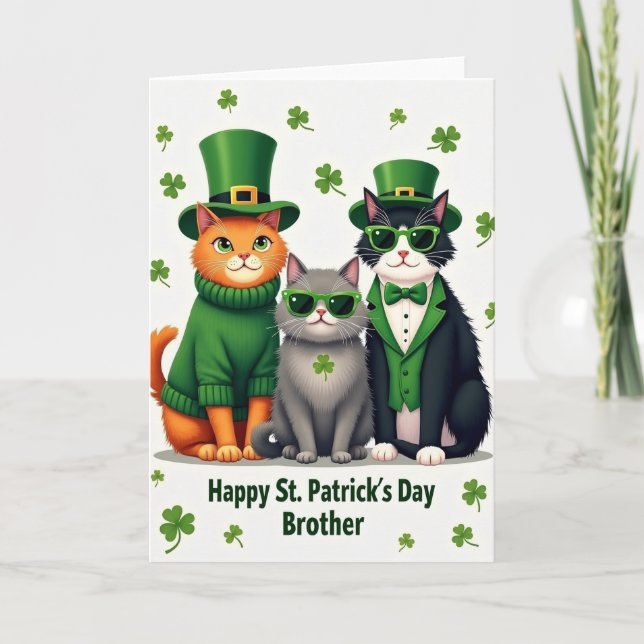Cats St Patricks Day Brother Card Kort (Framsida)