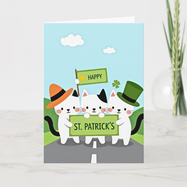 Cats St Patricks Day Fun Card Kort (Framsida)