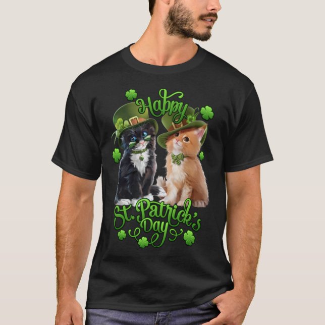 Cats St Pat's Paddy Patrick Day's Happy St Cat Tri T Shirt (Framsida)
