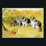 Cats Staring at a Little Bird, Louis Wain Poster<br><div class="desc">Louis Wain (5 August 1860 – 4 July 1939) was an English artiste known for his drawings,  which consistently featured anthropomorphized large-eyed cats and kittens. In his later years he may have suffered from schizophrenia (although this claim is disputed),  which,  according to some psychiatrists,  can be seen in his works. Quote:Wikipedia</div>