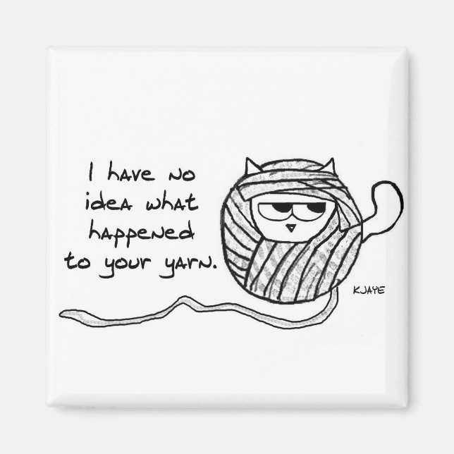 Cats Steal Yarn - Funny Cat Magnet (Framsidan)