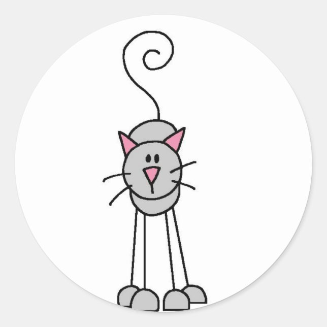 Cats Stick figurer Sticker Runt Klistermärke (Framsida)