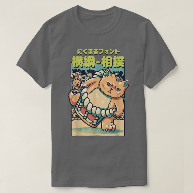 Cats Sumo Wrestler Japanska T Shirt (Design framsida)
