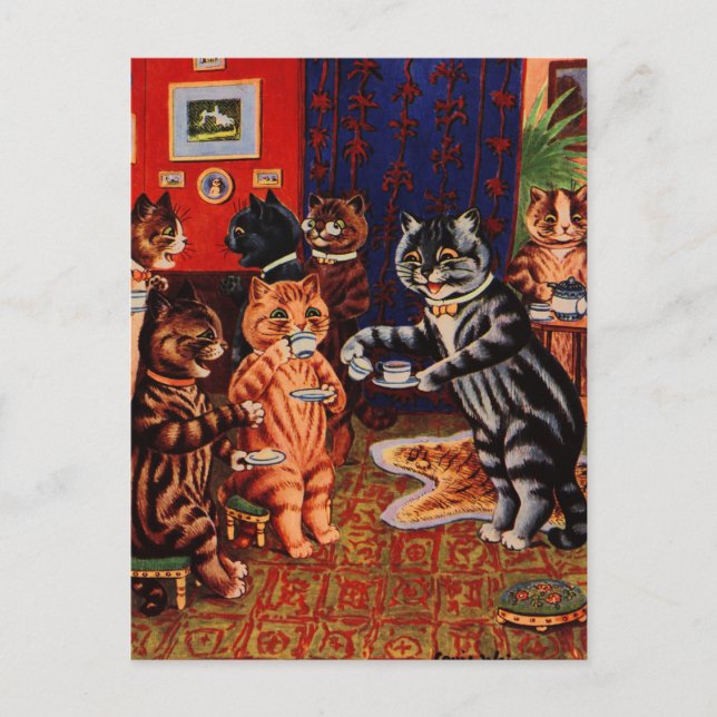 Cats Tea Party av Louis Wain Card Vykort (Framsida)