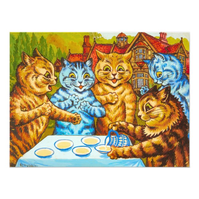 Cats Tea Party av Louis Wain Fototryck (Framsidan)