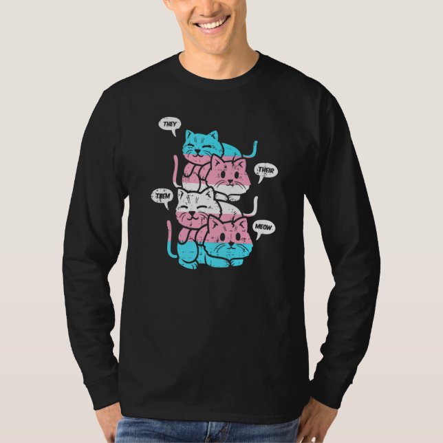 Cats Transgenus Flagga LGBT....................... T Shirt (Framsida)