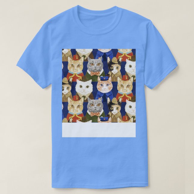 Cats Uniforms Kostym Funny Illustration Mönster T Shirt (Design framsida)