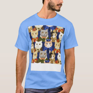 Cats Uniforms Kostym Funny Illustration Mönster T Shirt