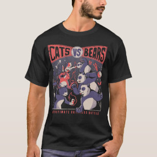 Cats Vs Bears Ninja Fight Roligt Battle by Tobe Fo T Shirt