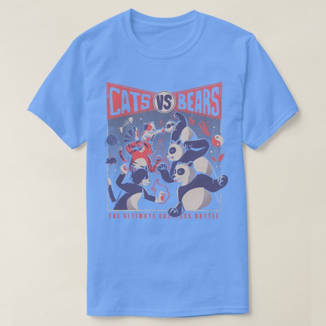 Cats Vs Bears Ninja Fight Roligt Battle by Tobe Fo T Shirt (Design framsida)