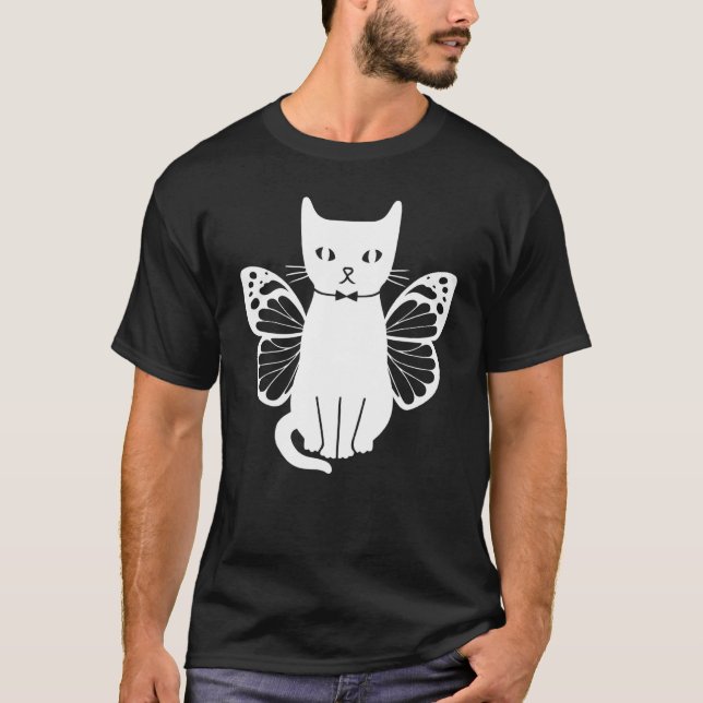 Cats With Butterflies Cute Cats Cat  I Cute Cat T Shirt (Framsida)