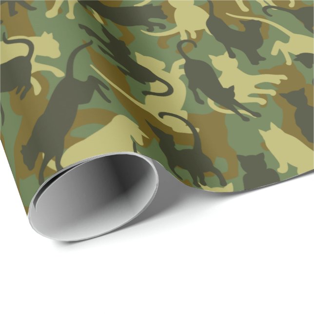 Cats Woodland Camouflage Presentpapper (Rullad Hörn)