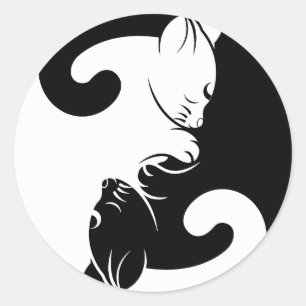 Cats yin yang runt klistermärke