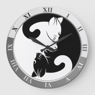 Cats yin yang stor klocka
