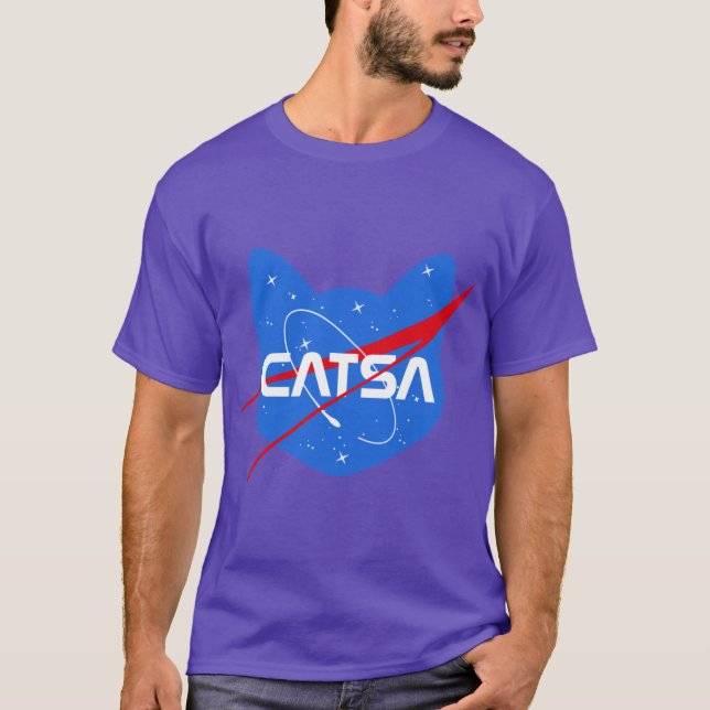 Catsa Space Cat Nasa Parodi T Shirt (Framsida)