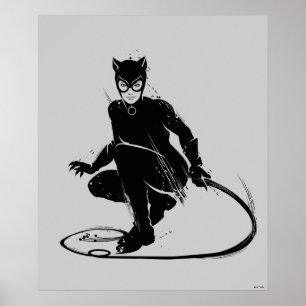 Catshe Bläck Brush Pose Poster
