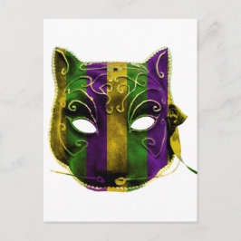 Catshe Mardi Gras Mask Vykort