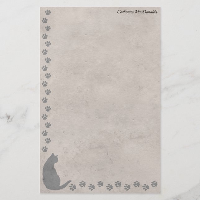 CatSilhouette och Tassavtryck utan ditt namn Brevpapper (Framsida)