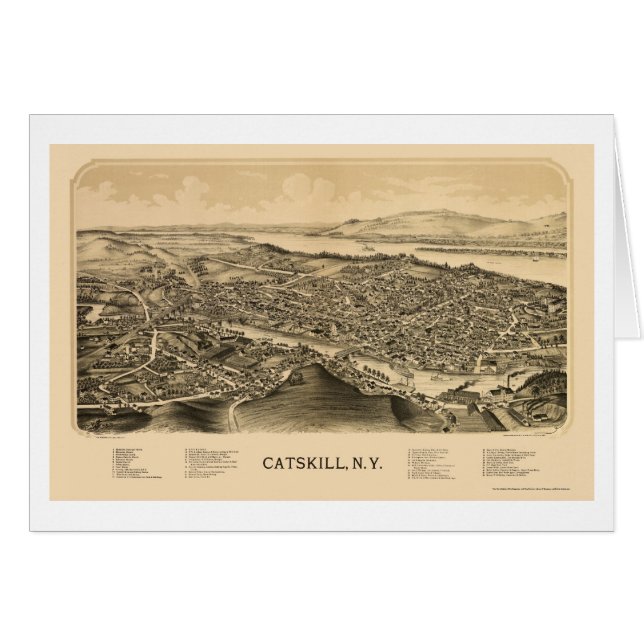 Catskill panorama- karta för NY - 1889 Hälsningskort (Framsidan Horizontal)