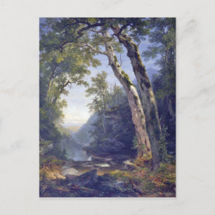 Catskills, skogsscen, olja på duk, vykort
