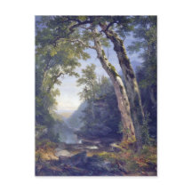 Catskills, skogsscen, olja på duk,