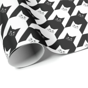 Catstooth Black and White Houndstooth Mönster Presentpapper