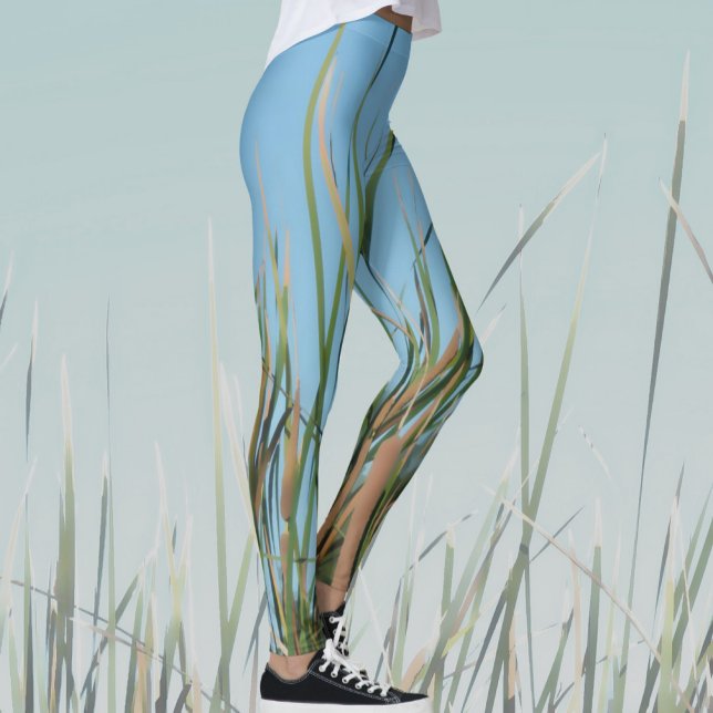 Cattails Abstrakt Chic Himlar Blue Leggings (Skapare uppladdad)