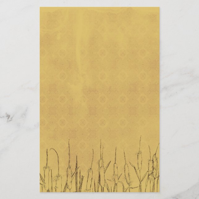 Cattails Pen och Bläck Plants Teckning Brevpapper (Framsida)