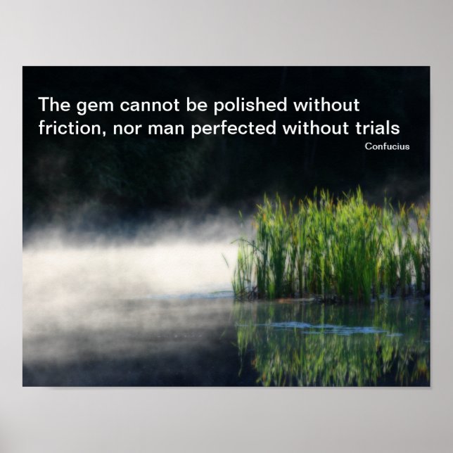 Cattails Pond Mist Inspirational Confucius Quote Poster (Framsidan)
