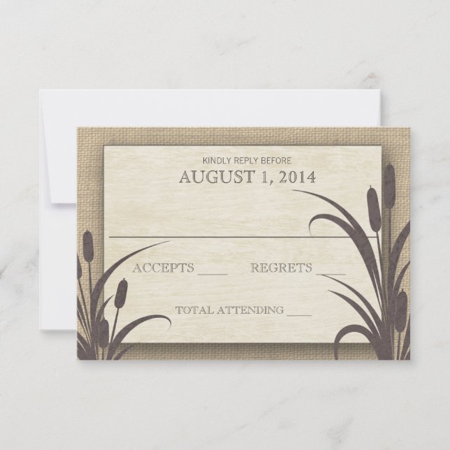 Cattails Sjö Bröllop Response OSA Kort (Framsida)