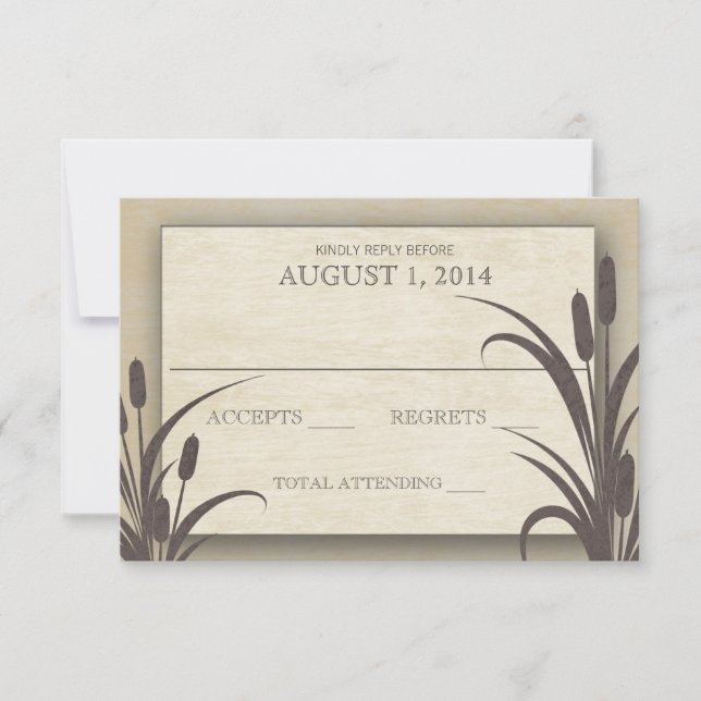 Cattails Vatten Front Bröllop Response OSA Kort (Framsida)