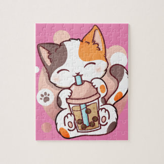 Cattboba tea bubble tea anime kawaii neko pullover pussel