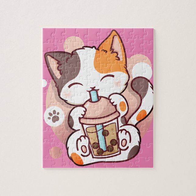 Cattboba tea bubble tea anime kawaii neko pullover pussel (Vertikal)