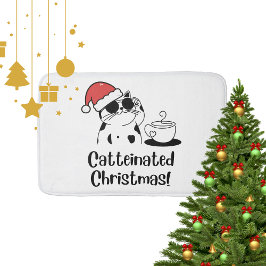 Catteinated Christmas Coffee and Cat Lover Holiday Badrumsmatta