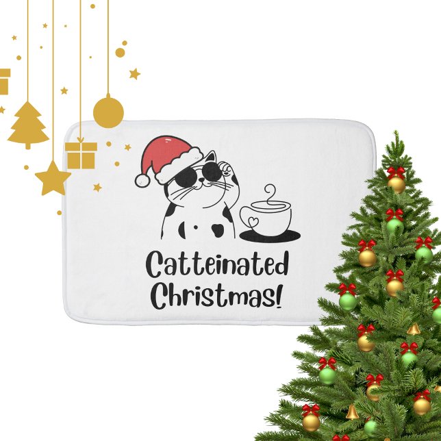 Catteinated Christmas Coffee and Cat Lover Holiday Badrumsmatta (Skapare uppladdad)