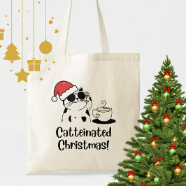 Catteinated Christmas Coffee and Cat Lover Holiday Tygkasse