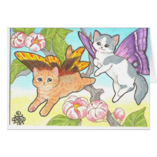 Catterflies som leker himmelmärkren nära vår hälsningskort