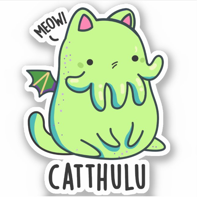Catthulu Funny Cthulhu Cat Pun Klistermärken (Framsida)