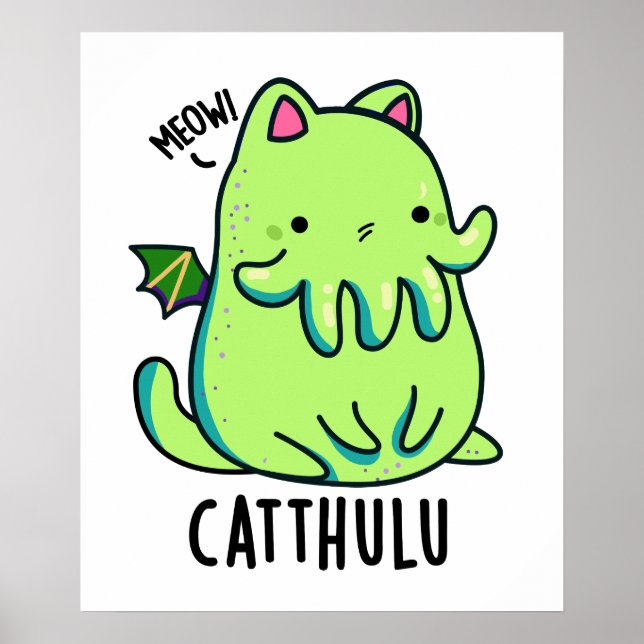 Catthulu Funny Cthulhu Cat Pun Poster (Framsidan)
