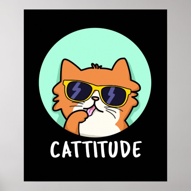 Cattifunny Cat Pun Mörk BG Poster (Framsidan)
