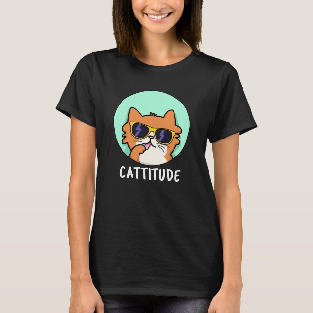 Cattifunny Cat Pun Mörk BG T Shirt (Framsida)