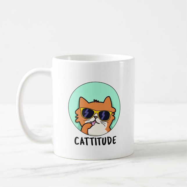 Cattiny Funny Cat Pun Kaffemugg (Vänster)
