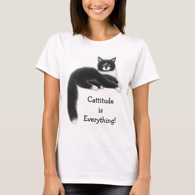 Cattitude är allt damer behandla som ett barn - tee shirt (Framsida)