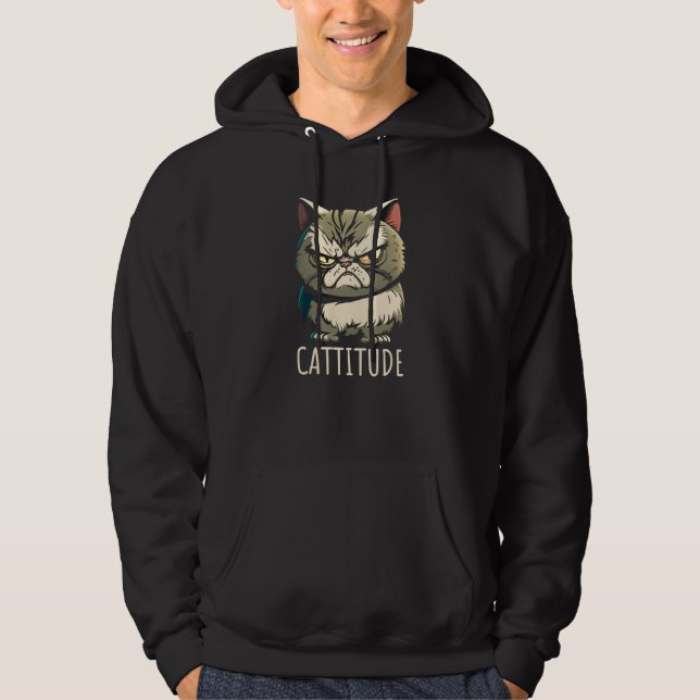 Cattitude Cat Attitude Annoyed Hoodie (Framsida)