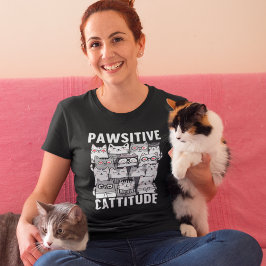 Cattitude optimistic cat humor t shirt